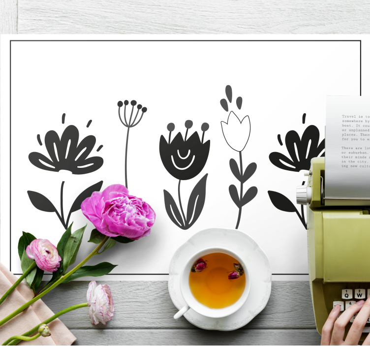 Tischsets originell mit floraler linienkunst - TenStickers