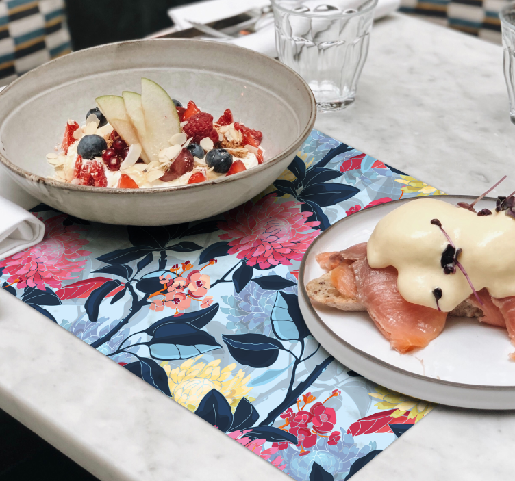 Tischsets originell mit floraler mustereleganz - TenStickers