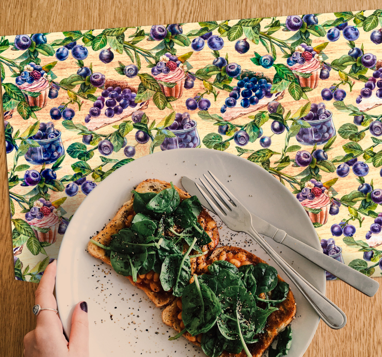 Tischsets originell mit heidelbeer-cupcake-muster - TenStickers