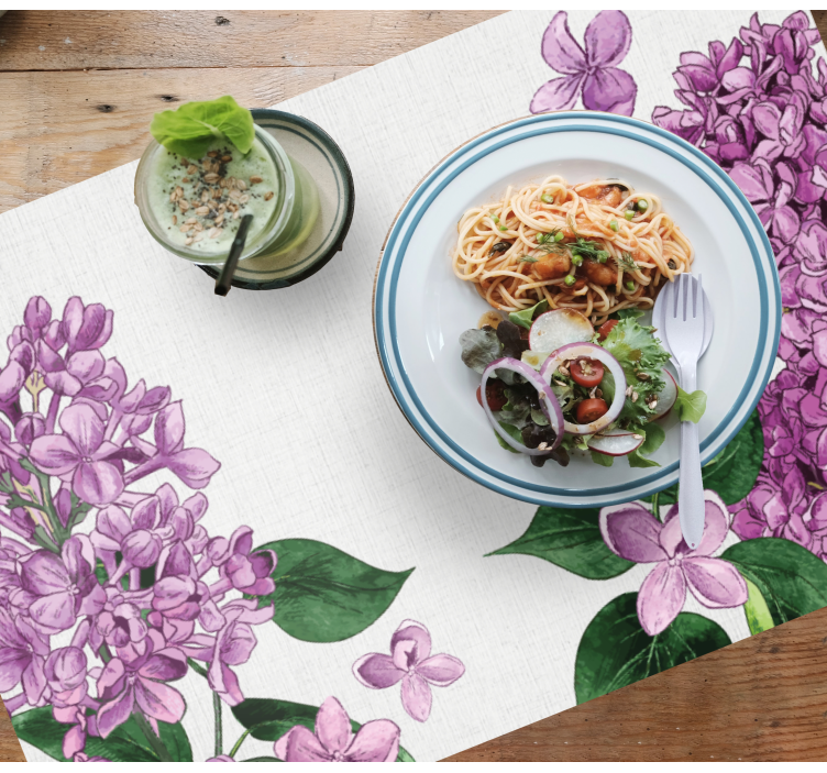 Tischsets originell mit lilafarbenem blumenmuster - TenStickers