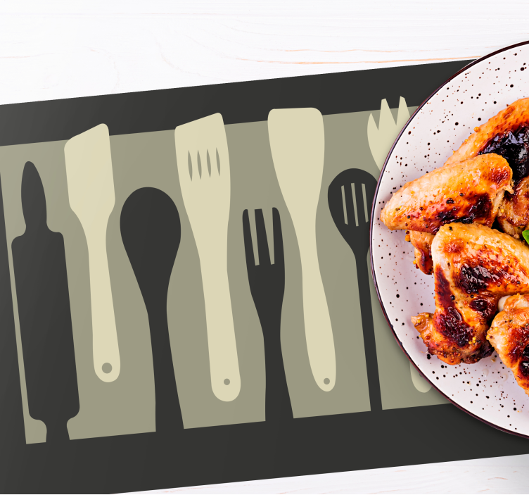 Tischsets originell mit silhouetten von kochutensilien - TenStickers