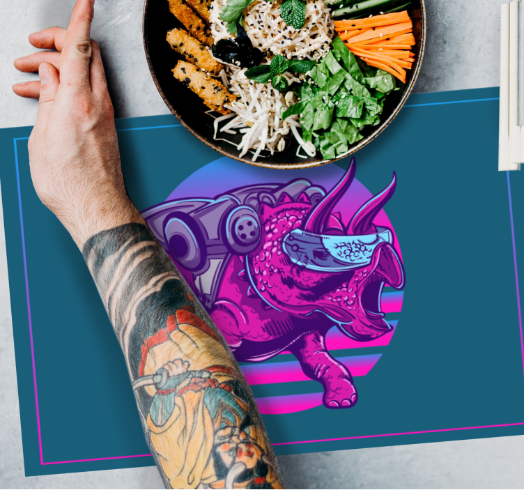 Tischsets originell mit stilisiertem rhinosaurier charakter - TenStickers