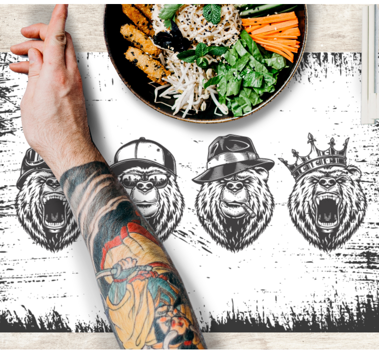 Tischsets originell mit stilvollen bärenporträts - TenStickers