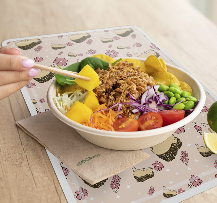 Tischsets originell mit süßem igelmuster - TenStickers