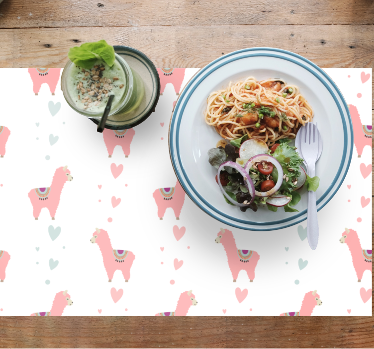 Tischsets originell Rosa lama-muster - TenStickers