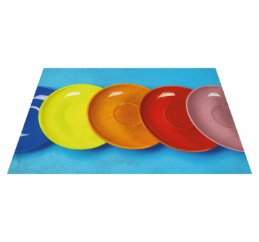 Tischset modern mit bunten runden tellern - TenStickers