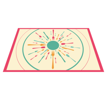 Tischset modern farbexplosion mit besteck - TenStickers