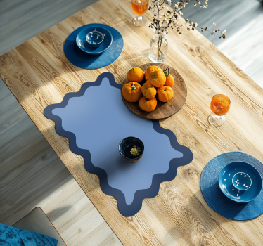Tischset modern blauer gewellter Rand - TenStickers