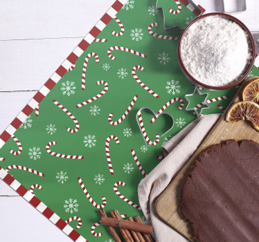 Platzset Weihnachten Grüne zuckerstange - TenStickers
