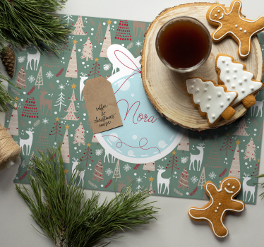Weihnachts Tischsets Weihnachtliches Wald Muster - TenStickers