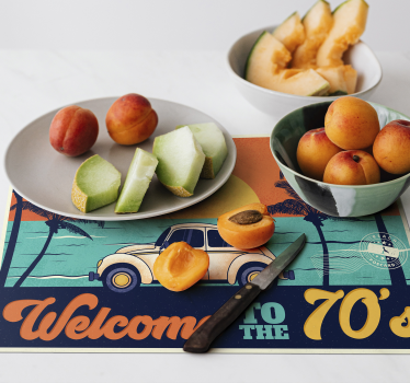 Tischset elegant im retro 70er stranddesign - TenStickers