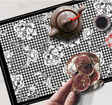 Tischset elegant mit schwarzem blumenmuster - TenStickers