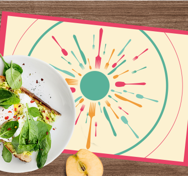 Tischset modern farbexplosion mit besteck - TenStickers