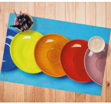 Tischset modern mit bunten runden tellern - TenStickers