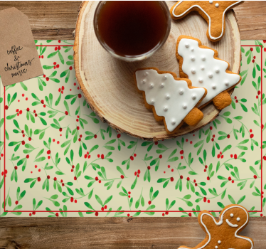 Tischset Weihnachten festliches blattmuster - TenStickers
