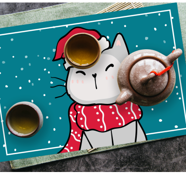 Tischset weihnachten fröhliche katze santa - TenStickers