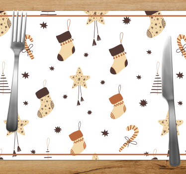 Tischset weihnachten mit festlichem strumpfmuster - TenStickers