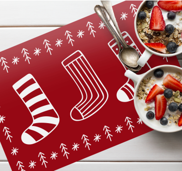 Tischset weihnachten mit festlichen sockenmustern - TenStickers