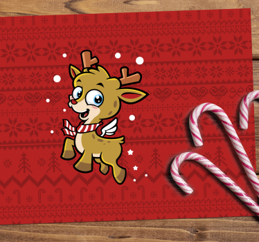 Tischset weihnachten mit niedlichem rentier-charakter - TenStickers