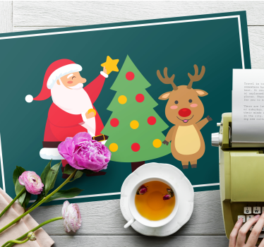 Tischset weihnachten mit weihnachtsmann und rentier - TenStickers