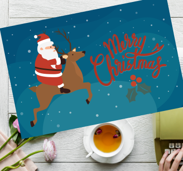 Tischset weihnachten santa auf dem rentier - TenStickers