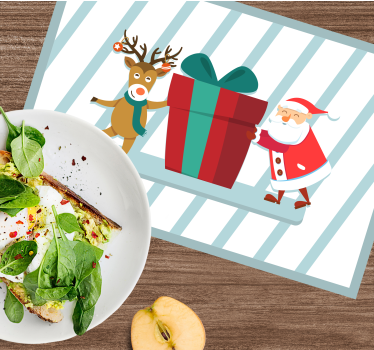 Tischset weihnachten santa und rentier geschenk - TenStickers