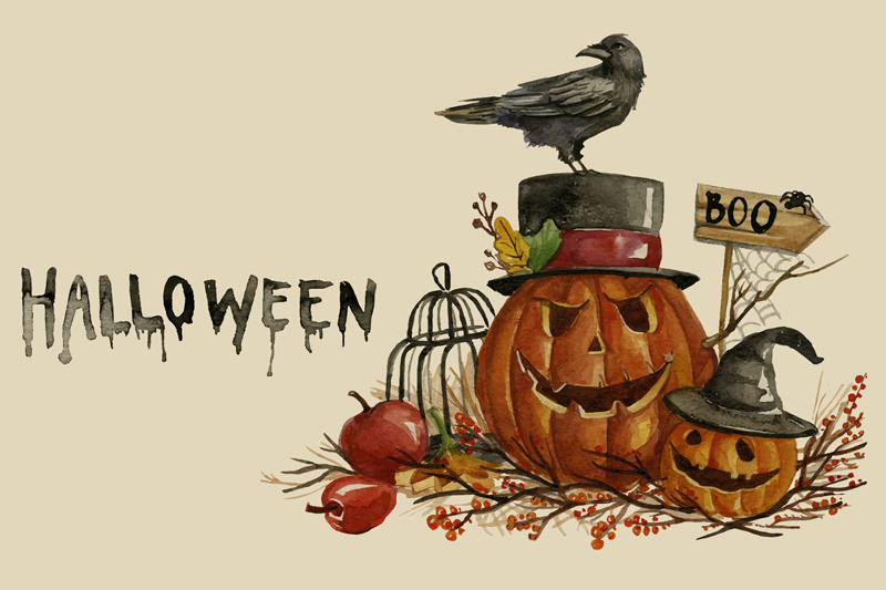 Tischset halloween festliches kürbisarrangement - TenStickers