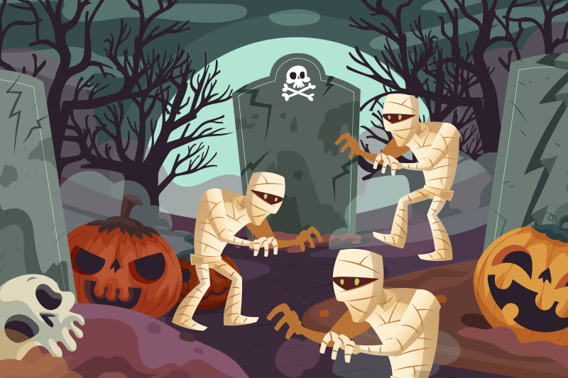 Tischset halloween mummien aus dem grab - TenStickers