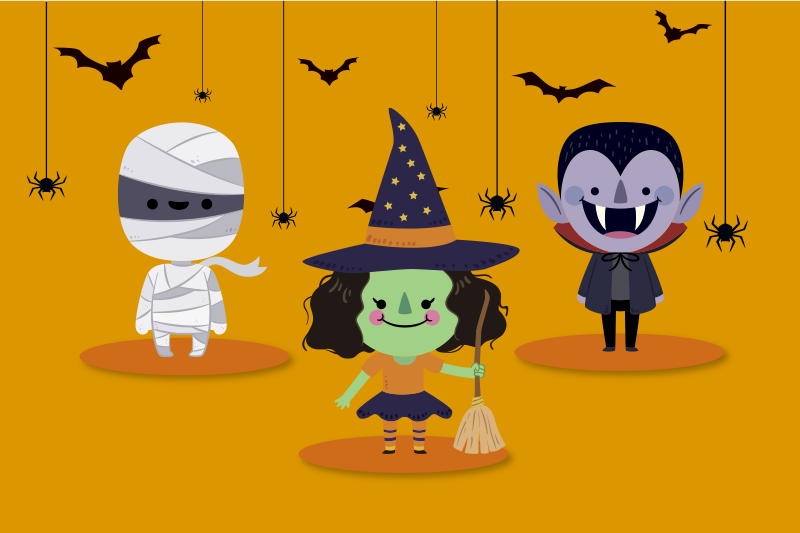 Tischset halloween mit verspielten halloween-figuren - TenStickers