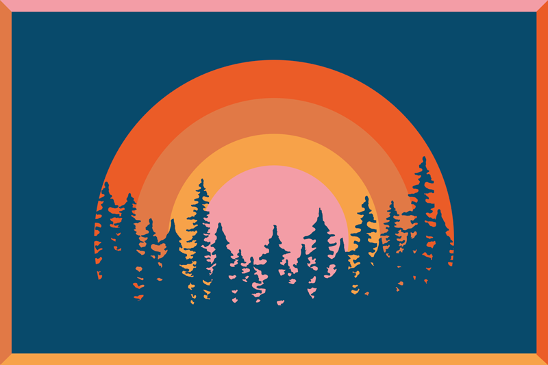 Tischsets originell lebhaftes regenbogenlandscape - TenStickers