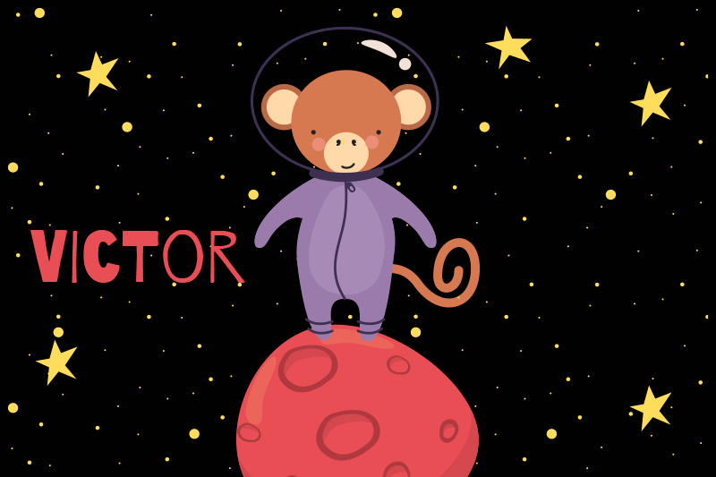 Tischset kinder affen-astronauten abenteuer - TenStickers
