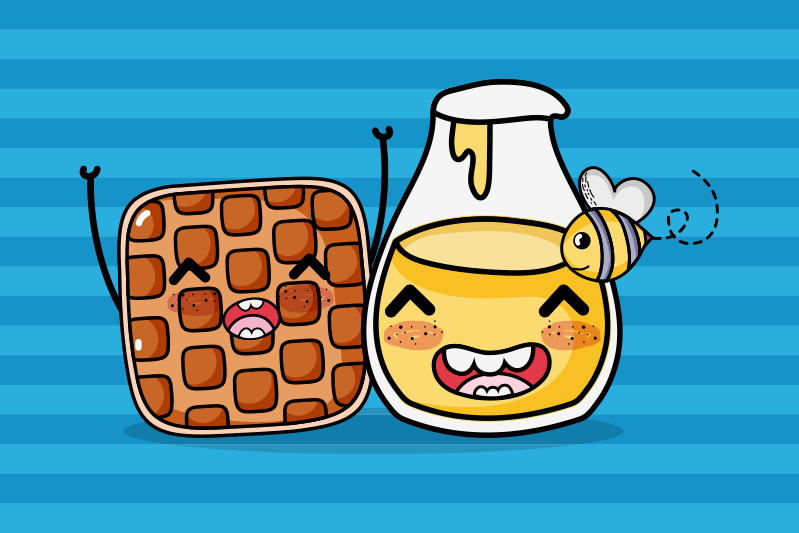 Tischset kinder mit niedlichen waffeln und honig - TenStickers