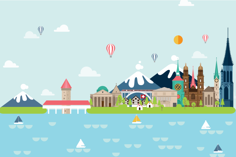 Tischsets originell bunte stadtansicht szene - TenStickers