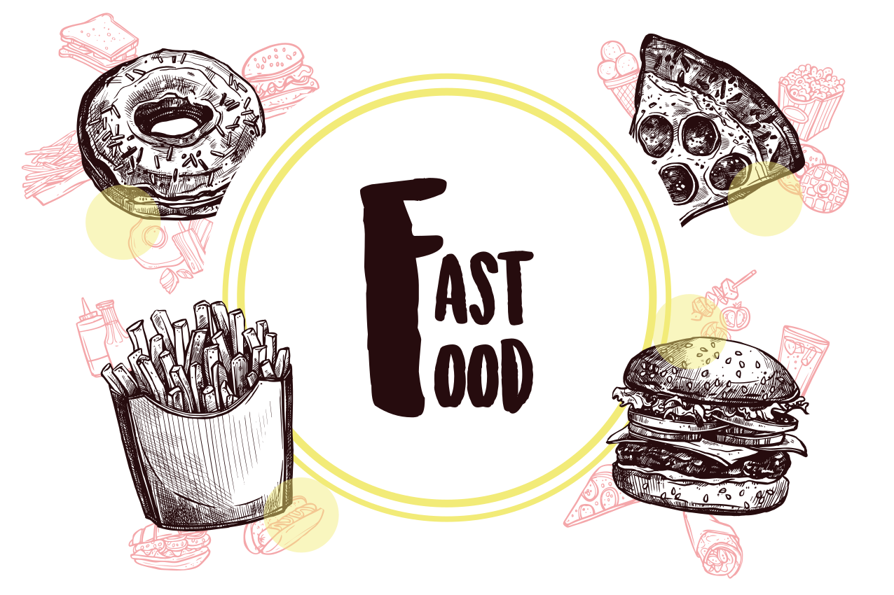 Tischsets originell mit fast food illustrationen - TenStickers