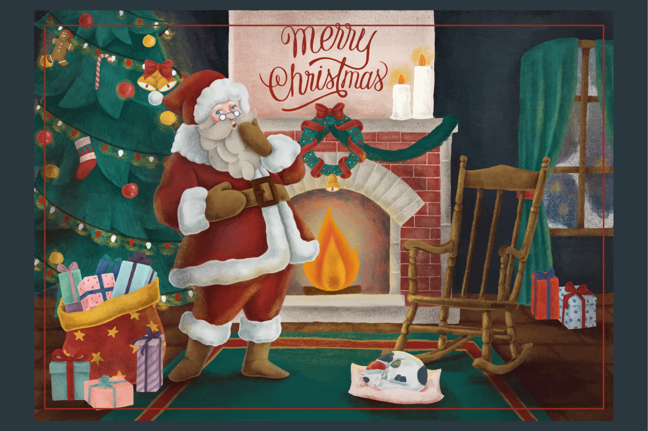 Tischset weihnachten weihnachtsmann versammlung - TenStickers