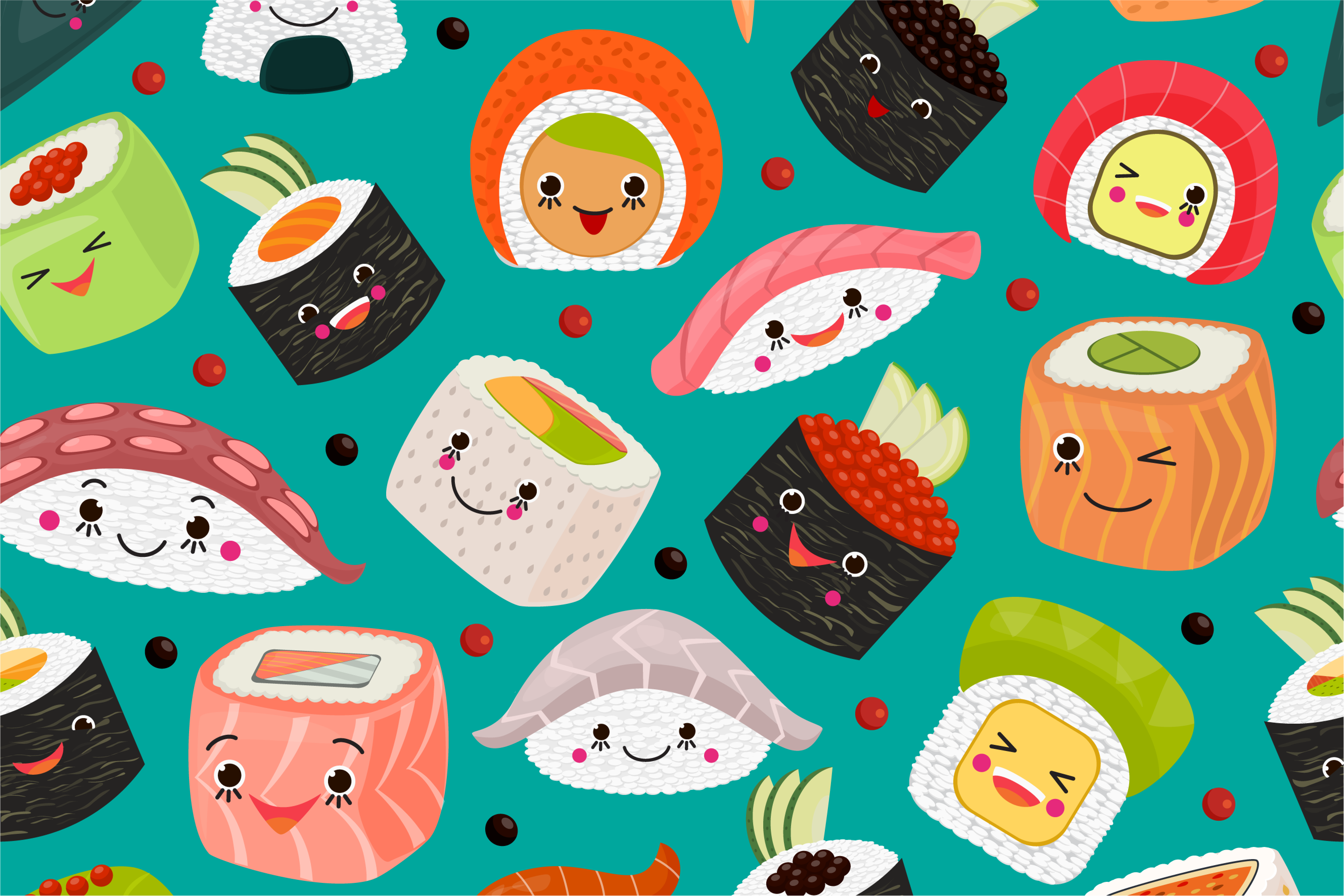 Tischset kinder mit niedlichen sushi-figuren - TenStickers