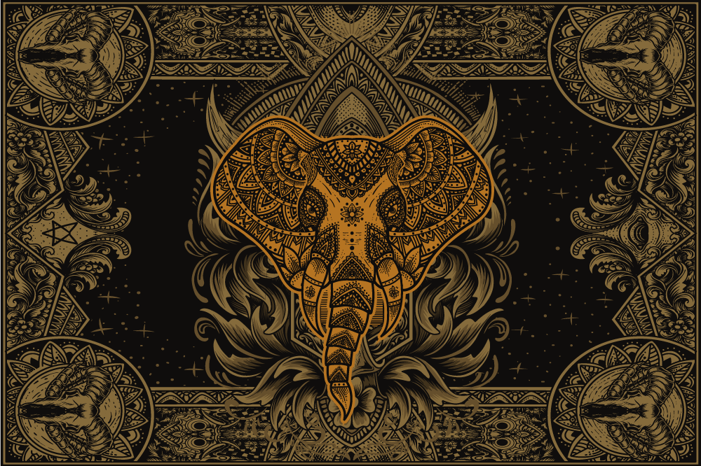 Tischsets originell mit filigranem elefantenmotiv - TenStickers