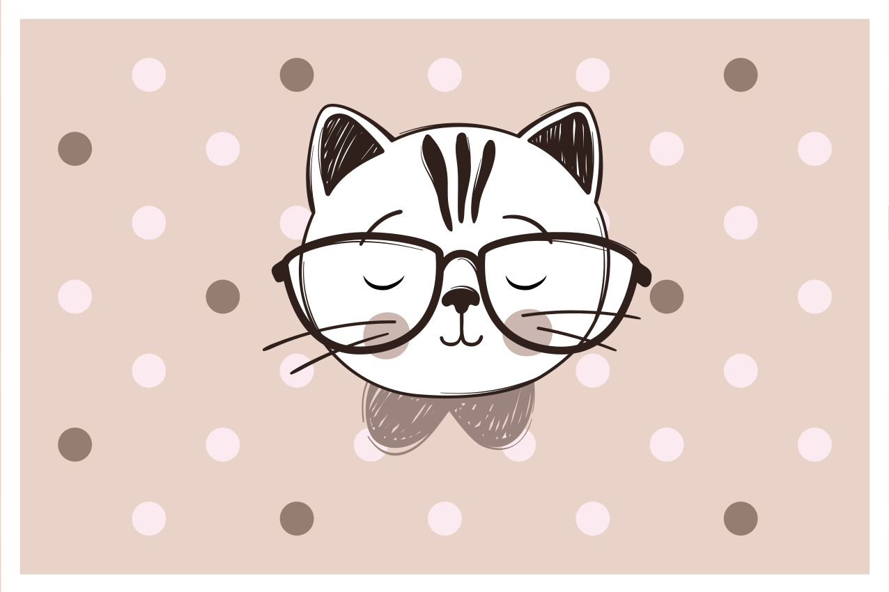 Tischset kinder katze mit brille - TenStickers