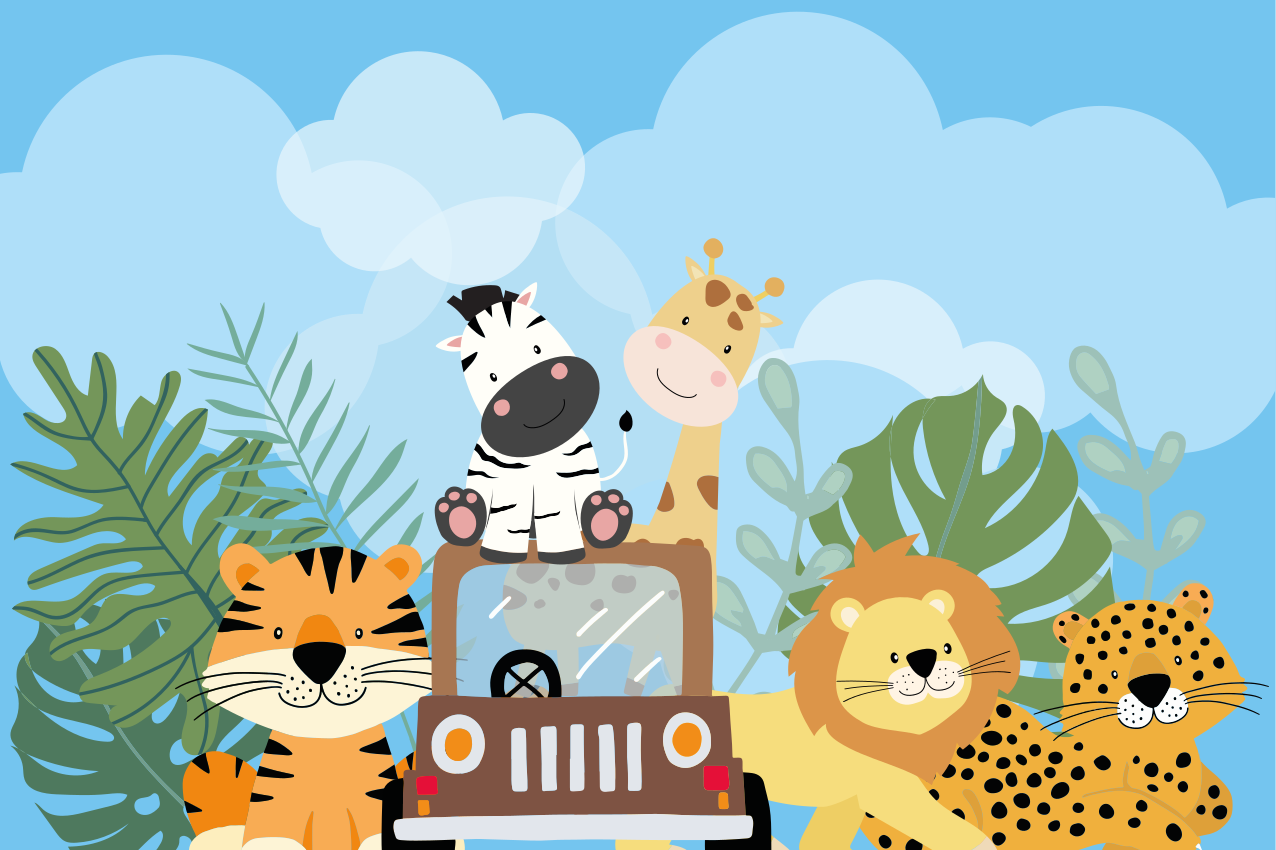 Tischset kinder safari tierwelt - TenStickers