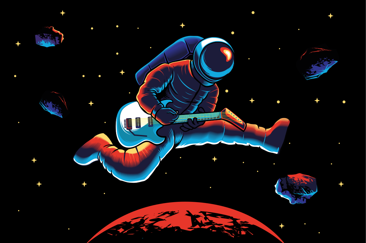 Tischsets originell astronaut mit gitarre - TenStickers