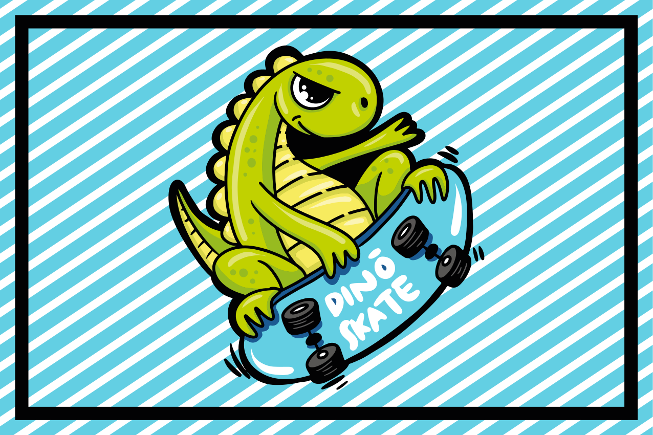 Tischset kinder dino skateboard abenteuer - TenStickers