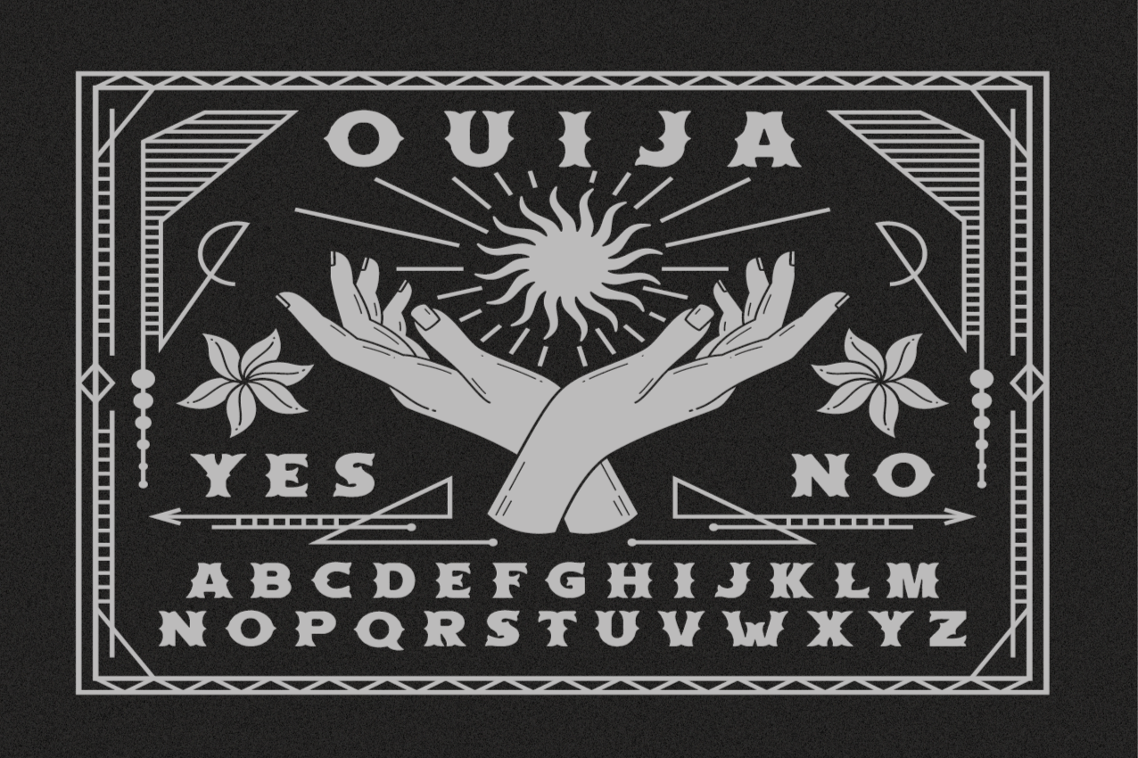 Tischset text ouija brett hände - TenStickers