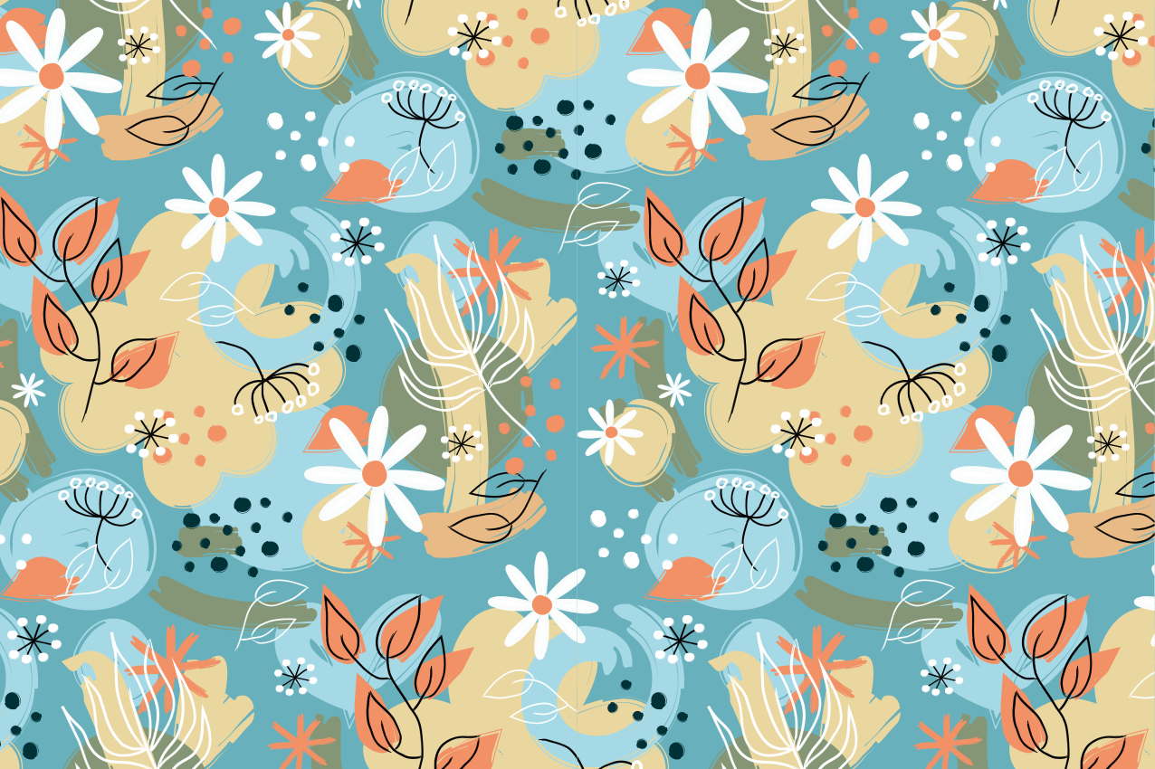 Tischset modern mit floralen motiven - TenStickers