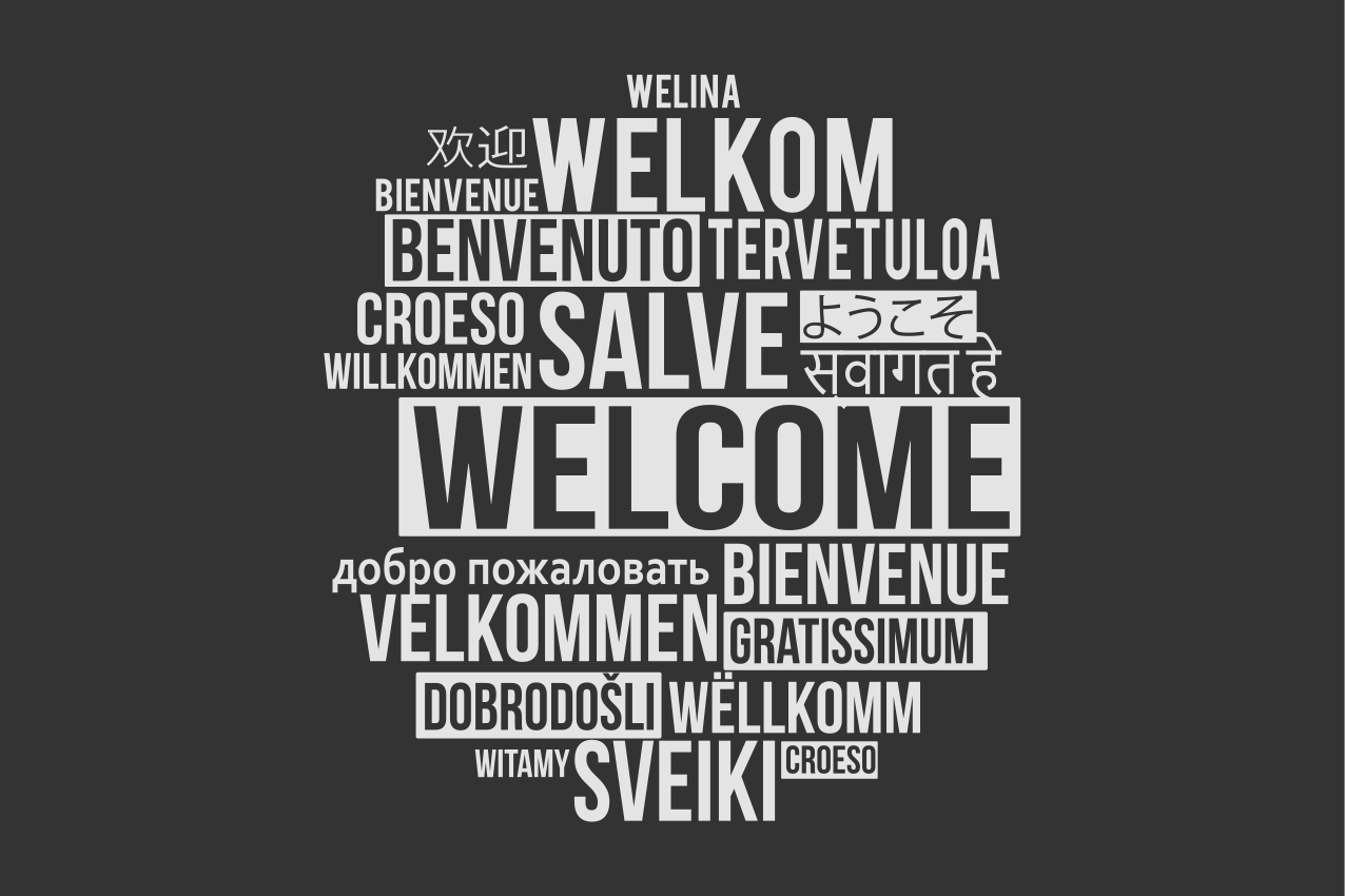 Tischset text willkommen mehrsprachiges design - TenStickers