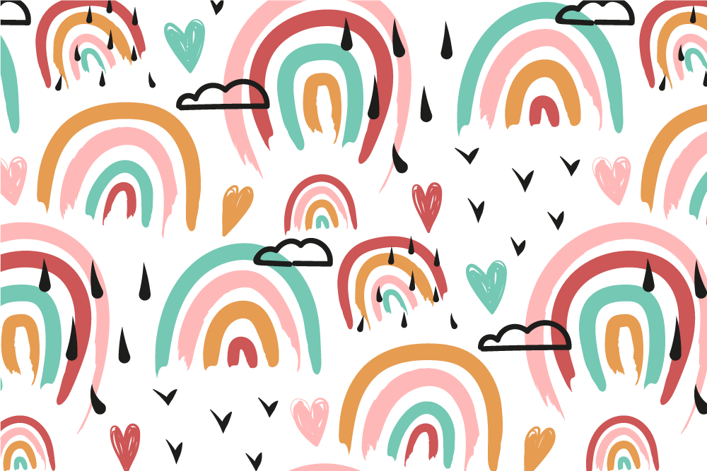 Tischset kinder regenbogen herz muster - TenStickers