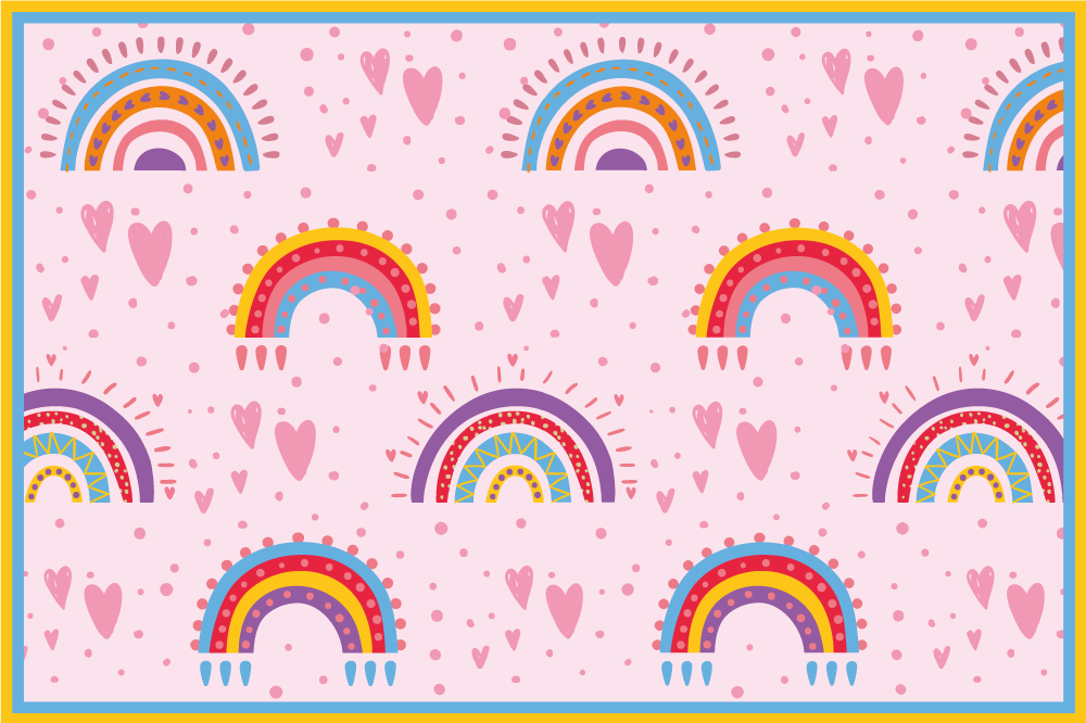 Tischset Kinder Rosa punkte und bunte regenbögen - TenStickers
