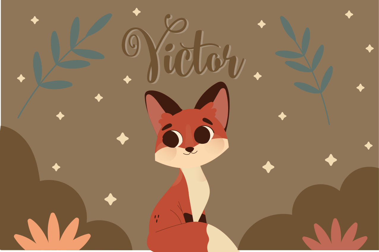 Tischset kinder mit süßem fuchs-charakter - TenStickers