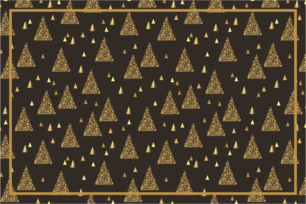 Tischset weihnachten elegante goldene weihnachtsbäume - TenStickers