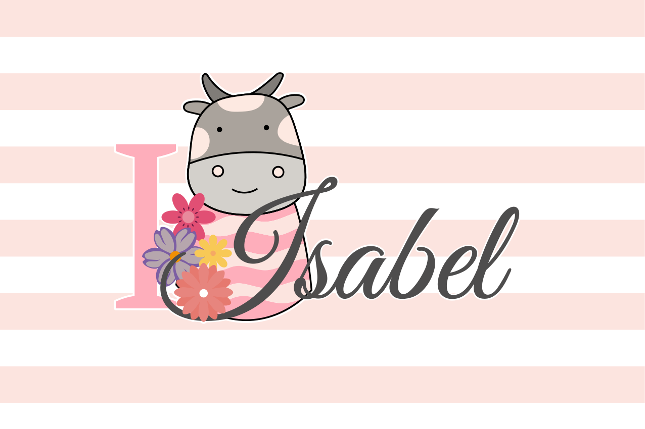 Tischset mit namen personalisiert mit kuhmotiv - TenStickers