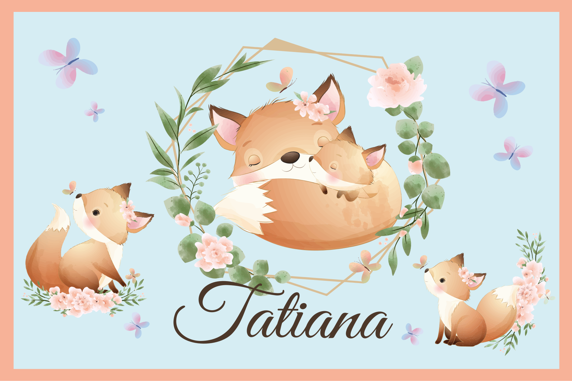 Tischset kinder niedliche fuchs familie - TenStickers